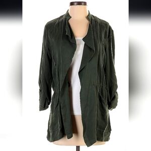 NWOT Cupcakes & Cashmere Sage Green Corduroy Open Jacket SZ L